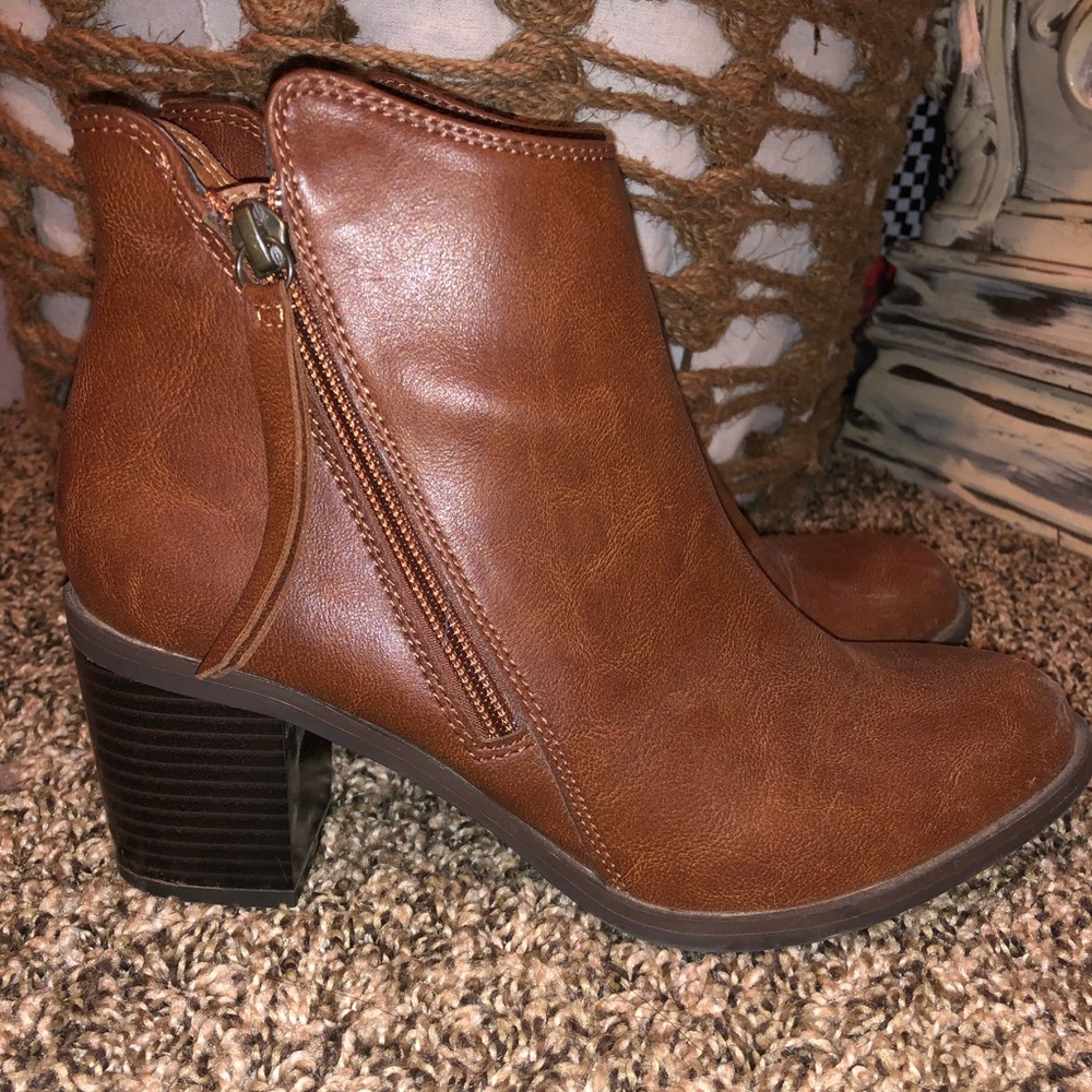 Brown bootie heels